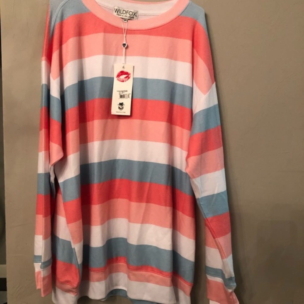 Wildfox Striped Roadtrip NWT S crew neck sweatshirt‎